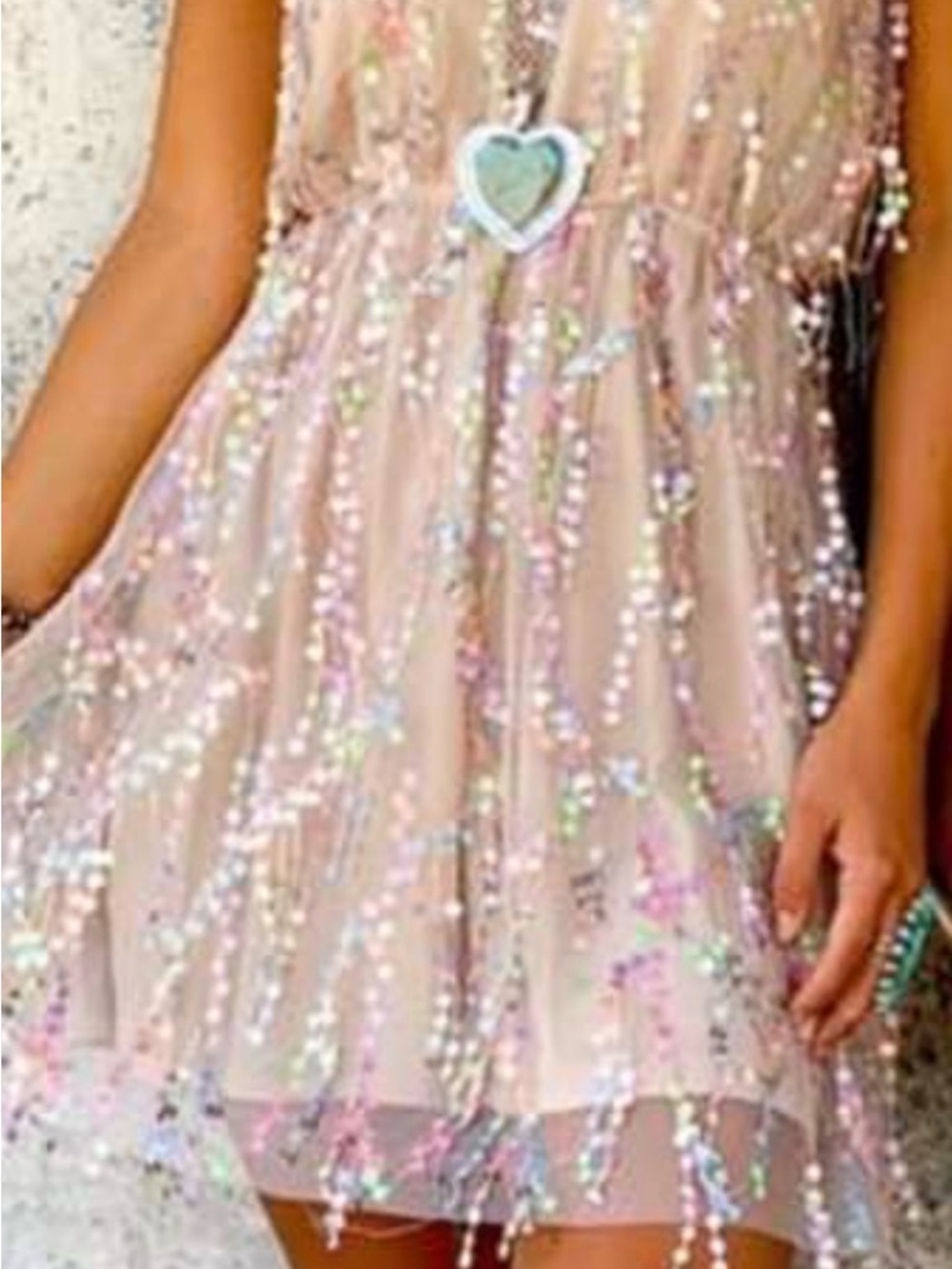 NWT Iridescent Sequin Embellished Party Dress